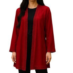 Belle Amie Lightweight Open Front Cardigan, red size large women’s